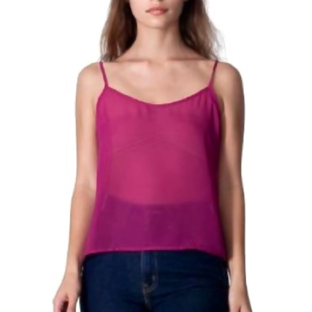 American Apparel Chiffon Camisole in Sheer Berry / Fuchsia | Sz M